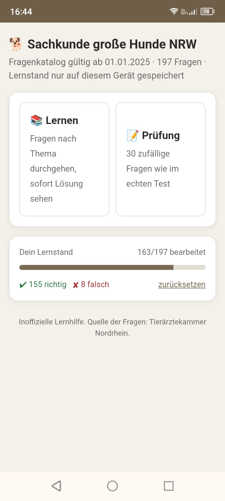 Sachkunde große Hunde NRW App