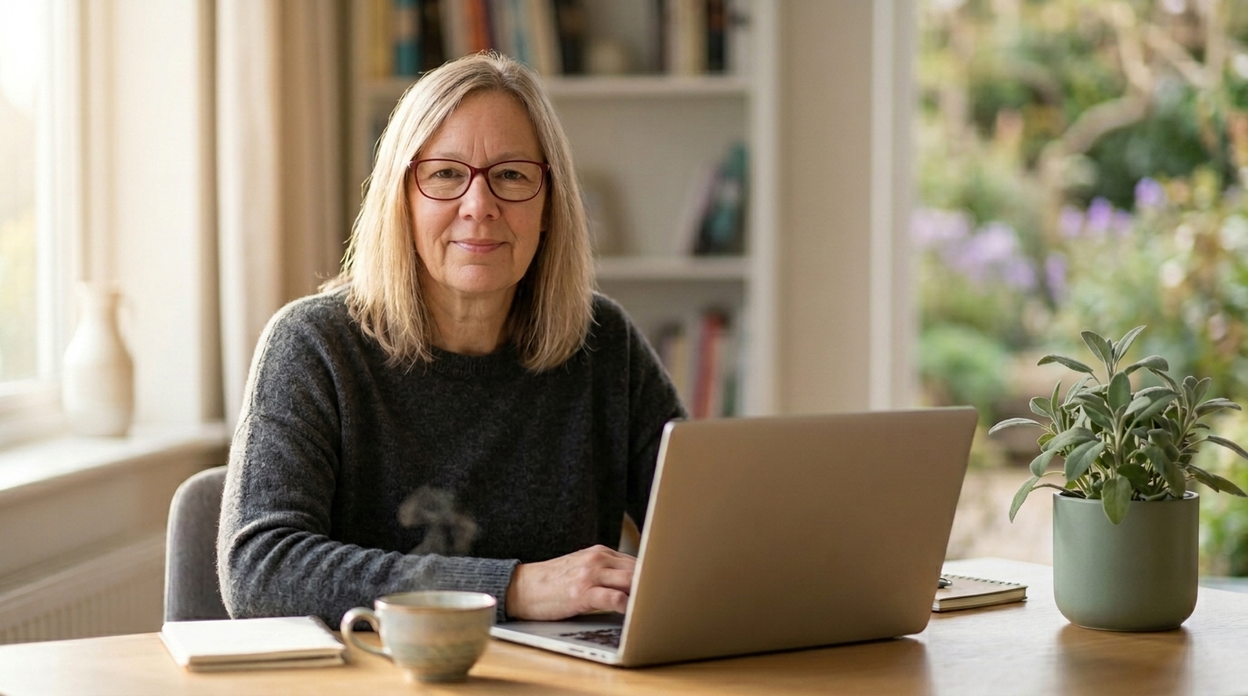 Petra Pistorius an ihrem Schreibtisch